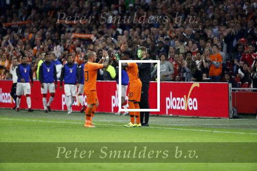 Amsterdam 6 mei 2018
Nederland-Peru 2-1 . Afscheidswedstrijd Wesley Sneijder . Zijn vrouw Yolanthe Sneijder Cabau en zoons Jessey en Xess Xava zijn natuurlijk aanwezig.