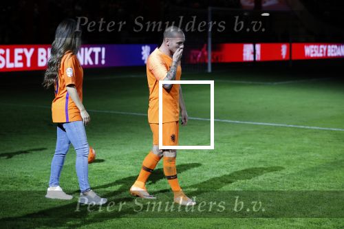 Amsterdam 6 mei 2018
Nederland-Peru 2-1 . Afscheidswedstrijd Wesley Sneijder . Zijn vrouw Yolanthe Sneijder Cabau en zoons Jessey en Xess Xava zijn natuurlijk aanwezig.