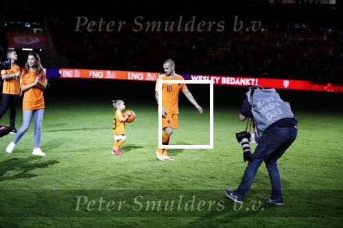 Amsterdam 6 mei 2018
Nederland-Peru 2-1 . Afscheidswedstrijd Wesley Sneijder . Zijn vrouw Yolanthe Sneijder Cabau en zoons Jessey en Xess Xava zijn natuurlijk aanwezig.