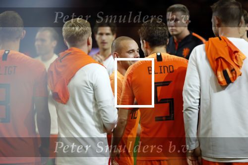 Amsterdam 6 mei 2018
Nederland-Peru 2-1 . Afscheidswedstrijd Wesley Sneijder . Zijn vrouw Yolanthe Sneijder Cabau en zoons Jessey en Xess Xava zijn natuurlijk aanwezig.