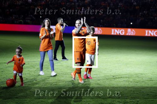 Amsterdam 6 mei 2018
Nederland-Peru 2-1 . Afscheidswedstrijd Wesley Sneijder . Zijn vrouw Yolanthe Sneijder Cabau en zoons Jessey en Xess Xava zijn natuurlijk aanwezig.