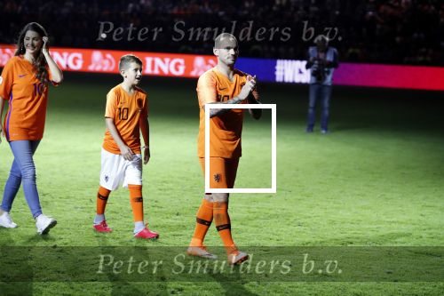 Amsterdam 6 mei 2018
Nederland-Peru 2-1 . Afscheidswedstrijd Wesley Sneijder . Zijn vrouw Yolanthe Sneijder Cabau en zoons Jessey en Xess Xava zijn natuurlijk aanwezig.
