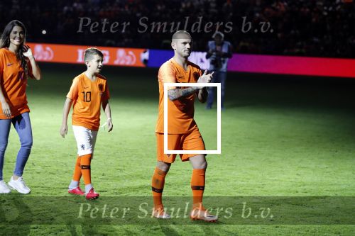Amsterdam 6 mei 2018
Nederland-Peru 2-1 . Afscheidswedstrijd Wesley Sneijder . Zijn vrouw Yolanthe Sneijder Cabau en zoons Jessey en Xess Xava zijn natuurlijk aanwezig.