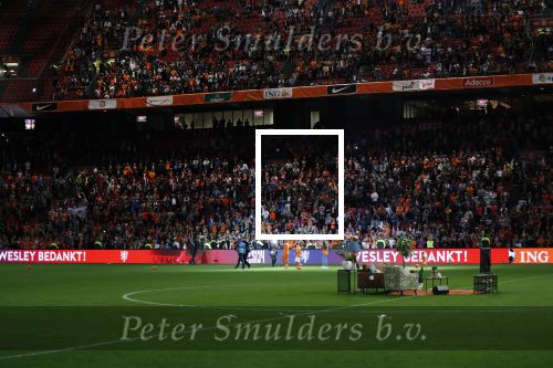 Amsterdam 6 mei 2018
Nederland-Peru 2-1 . Afscheidswedstrijd Wesley Sneijder . Zijn vrouw Yolanthe Sneijder Cabau en zoons Jessey en Xess Xava zijn natuurlijk aanwezig.