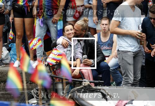 Amsterdam 3 augustus 2019
Gaypride in de grachten van Amsterdam.
Birgit Schuurman met haar nieuwe vriend Sander v Haarlem.