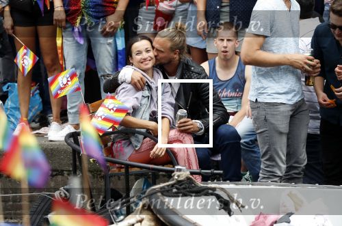 Amsterdam 3 augustus 2019
Gaypride in de grachten van Amsterdam.
Birgit Schuurman met haar nieuwe vriend Sander v Haarlem.