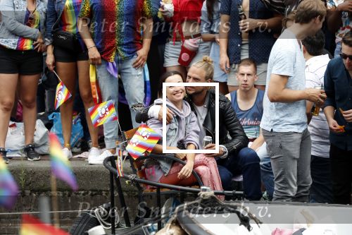 Amsterdam 3 augustus 2019
Gaypride in de grachten van Amsterdam.
Birgit Schuurman met haar nieuwe vriend Sander v Haarlem.
