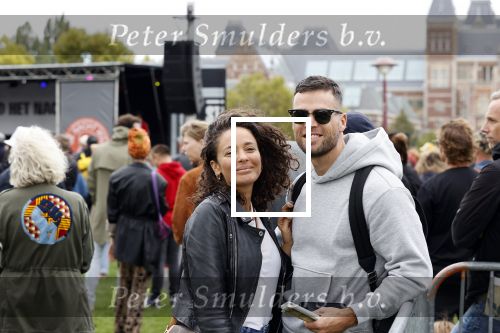 Amsterdam 5 september 2020
Demonstratie tegen Corana op het museumplein. Fajah Lourens kwam met haar vriend