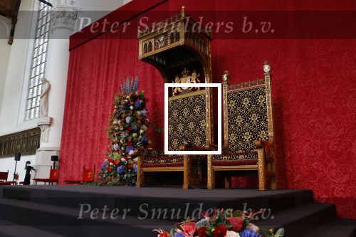 Den Haag 15 september 2020
Prinsjesdag 2020 in de grote kerk van Den Haag . Aanwezig Koning Willem Alexander Koningin Maxima Prins Constantijn en Prinses laurentien zijn aanwezig. De twee stoelen van Koning Willem Alexander en Maxima