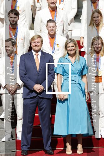 Den Haag 10 augustus 2021
Koning Willem Alexander en Koningin Maxima ontvangen op paleis noordeinde alle medaillewinnaars van de Olympische spelen in Tokyo. oa Sifan Hassan Harrie Lavreysen  Kiran Badloe Annemiek v d Vleuten Niek Kimmann Shanne Braspennincx Abdi Nageeye Jeffrey Hoogland Gabriella Schloesser Steve Wijler Arno Kamminga Sharon v Rouwendaal Tom Dumoulin Anouk Vetter Femke Bol Nouchka Fontijn Merel Smulders Sanne v Dijke Maikel v d Vleuten Kirsten Wild Annemiek Bekkering Annette Duetz Emma Oosterwegel Marit Bouwmeester Anna v d Breggen Roy v d Berg , heren 4 roeien , dames 2 roeien, heren 4x 400m  en het nederlands dames hockeyteam .Ook chef de Mission Pieter v d Hoogenband is er natuurlijk bij .