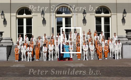 Den Haag 10 augustus 2021
Koning Willem Alexander en Koningin Maxima ontvangen op paleis noordeinde alle medaillewinnaars van de Olympische spelen in Tokyo. oa Sifan Hassan Harrie Lavreysen  Kiran Badloe Annemiek v d Vleuten Niek Kimmann Shanne Braspennincx Abdi Nageeye Jeffrey Hoogland Gabriella Schloesser Steve Wijler Arno Kamminga Sharon v Rouwendaal Tom Dumoulin Anouk Vetter Femke Bol Nouchka Fontijn Merel Smulders Sanne v Dijke Maikel v d Vleuten Kirsten Wild Annemiek Bekkering Annette Duetz Emma Oosterwegel Marit Bouwmeester Anna v d Breggen Roy v d Berg , heren 4 roeien , dames 2 roeien, heren 4x 400m  en het nederlands dames hockeyteam .Ook chef de Mission Pieter v d Hoogenband is er natuurlijk bij .