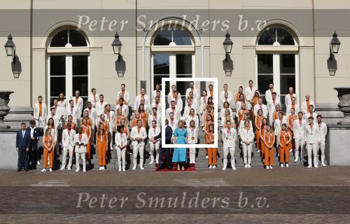 Den Haag 10 augustus 2021
Koning Willem Alexander en Koningin Maxima ontvangen op paleis noordeinde alle medaillewinnaars van de Olympische spelen in Tokyo. oa Sifan Hassan Harrie Lavreysen  Kiran Badloe Annemiek v d Vleuten Niek Kimmann Shanne Braspennincx Abdi Nageeye Jeffrey Hoogland Gabriella Schloesser Steve Wijler Arno Kamminga Sharon v Rouwendaal Tom Dumoulin Anouk Vetter Femke Bol Nouchka Fontijn Merel Smulders Sanne v Dijke Maikel v d Vleuten Kirsten Wild Annemiek Bekkering Annette Duetz Emma Oosterwegel Marit Bouwmeester Anna v d Breggen Roy v d Berg , heren 4 roeien , dames 2 roeien, heren 4x 400m  en het nederlands dames hockeyteam .Ook chef de Mission Pieter v d Hoogenband is er natuurlijk bij .