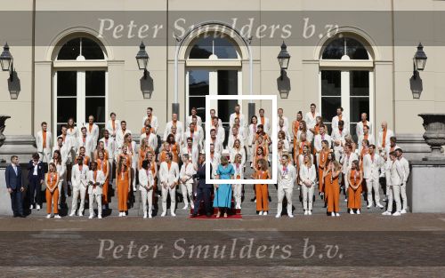 Den Haag 10 augustus 2021
Koning Willem Alexander en Koningin Maxima ontvangen op paleis noordeinde alle medaillewinnaars van de Olympische spelen in Tokyo. oa Sifan Hassan Harrie Lavreysen  Kiran Badloe Annemiek v d Vleuten Niek Kimmann Shanne Braspennincx Abdi Nageeye Jeffrey Hoogland Gabriella Schloesser Steve Wijler Arno Kamminga Sharon v Rouwendaal Tom Dumoulin Anouk Vetter Femke Bol Nouchka Fontijn Merel Smulders Sanne v Dijke Maikel v d Vleuten Kirsten Wild Annemiek Bekkering Annette Duetz Emma Oosterwegel Marit Bouwmeester Anna v d Breggen Roy v d Berg , heren 4 roeien , dames 2 roeien, heren 4x 400m  en het nederlands dames hockeyteam .Ook chef de Mission Pieter v d Hoogenband is er natuurlijk bij .
