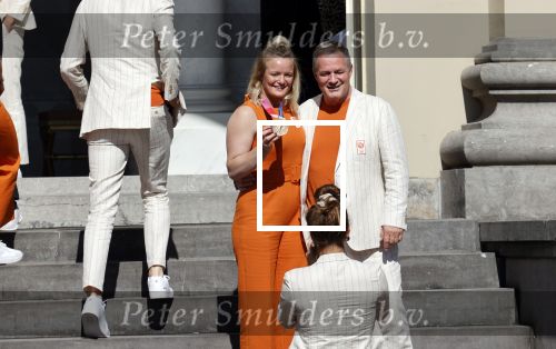 Den Haag 10 augustus 2021
Koning Willem Alexander en Koningin Maxima ontvangen op paleis noordeinde alle medaillewinnaars van de Olympische spelen in Tokyo. oa Sifan Hassan Harrie Lavreysen  Kiran Badloe Annemiek v d Vleuten Niek Kimmann Shanne Braspennincx Abdi Nageeye Jeffrey Hoogland Gabriella Schloesser Steve Wijler Arno Kamminga Sharon v Rouwendaal Tom Dumoulin Anouk Vetter Femke Bol Nouchka Fontijn Merel Smulders Sanne v Dijke Maikel v d Vleuten Kirsten Wild Annemiek Bekkering Annette Duetz Emma Oosterwegel Marit Bouwmeester Anna v d Breggen Roy v d Berg , heren 4 roeien , dames 2 roeien, heren 4x 400m  en het nederlands dames hockeyteam .Ook chef de Mission Pieter v d Hoogenband is er natuurlijk bij .