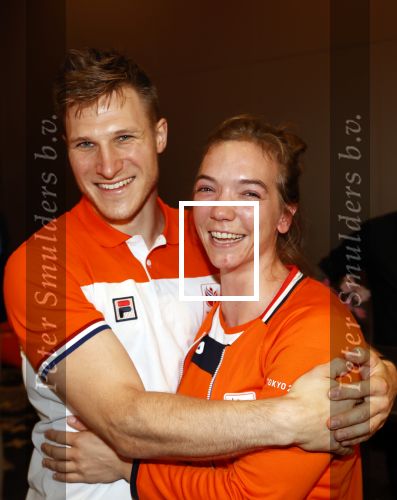 Schiphol 9 augustus 2021
Aankomst olympische sporters op schiphol in hotel Hilton. Shanne Braspennincx met vriend Jeffrey Hoogland