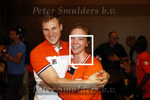 Schiphol 9 augustus 2021
Aankomst olympische sporters op schiphol in hotel Hilton. Shanne Braspennincx met vriend Jeffrey Hoogland