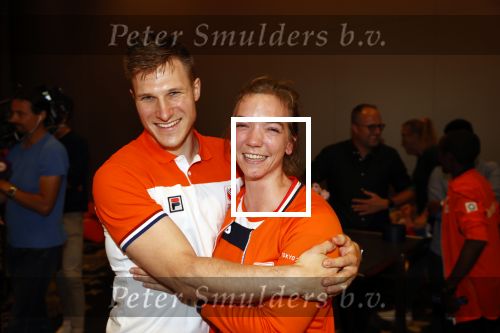 Schiphol 9 augustus 2021
Aankomst olympische sporters op schiphol in hotel Hilton. Shanne Braspennincx met vriend Jeffrey Hoogland