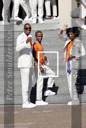 Den Haag 10 augustus 2021
Koning Willem Alexander en Koningin Maxima ontvangen op paleis noordeinde alle medaillewinnaars van de Olympische spelen in Tokyo. oa Sifan Hassan Harrie Lavreysen  Kiran Badloe Annemiek v d Vleuten Niek Kimmann Shanne Braspennincx Abdi Nageeye Jeffrey Hoogland Gabriella Schloesser Steve Wijler Arno Kamminga Sharon v Rouwendaal Tom Dumoulin Anouk Vetter Femke Bol Nouchka Fontijn Merel Smulders Sanne v Dijke Maikel v d Vleuten Kirsten Wild Annemiek Bekkering Annette Duetz Emma Oosterwegel Marit Bouwmeester Anna v d Breggen Roy v d Berg , heren 4 roeien , dames 2 roeien, heren 4x 400m  en het nederlands dames hockeyteam .Ook chef de Mission Pieter v d Hoogenband is er natuurlijk bij .