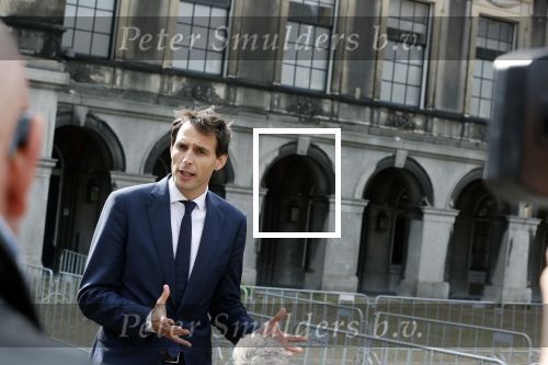 Den Haag 31 augustus 2021
Mark Rutte , Wopke Hoekstra Lillianne Ploumen Jesse Klaver Sigrid Kaag Gert Jan Segers en Rob Jetten op gesprek bij Mariette Hamer ivm vormen van nieuwe regering op het binnenhof.