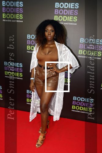 Amsterdam 24 augustus 2022
Premiere Bodies Bodies Bosies van Halina Reijn in Tuschinski . Imanuelle Grives en Denzel von Deira