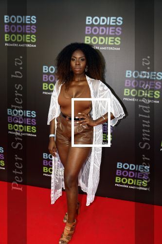 Amsterdam 24 augustus 2022
Premiere Bodies Bodies Bosies van Halina Reijn in Tuschinski . Imanuelle Grives en Denzel von Deira