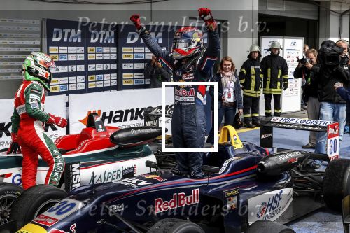 Max Verstappen celebrates after Formula 3 Euro Series 2014 at the NÃ¼rburgring in Nurburg, Germany on August 16th, 2014 // Dutch Photo Agency/Red Bull Content Pool // SI201408180292 // Usage for editorial use only //