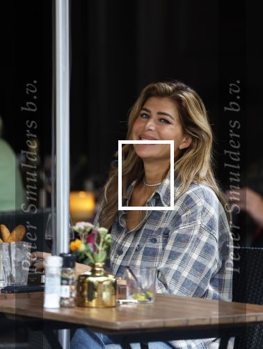Amsterdam 4 augustus 2023
Estelle Cruijff op terras bij v Dam.