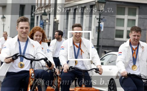 Den Haag 13 augustus 2024
De Olympische sporters die een medaille gehaald hebben worden ontvangen door premier Dick Schoof . Harrie Lavreysen