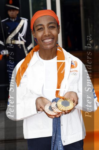 Den Haag 13 augustus 2024
De Olympische sporters die een medaille gehaald hebben worden ontvangen door premier Dick Schoof . Sifan hassan