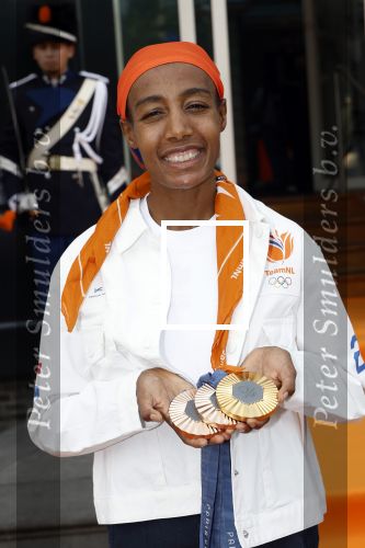 Den Haag 13 augustus 2024
De Olympische sporters die een medaille gehaald hebben worden ontvangen door premier Dick Schoof . Sifan hassan