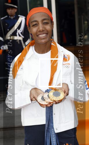 Den Haag 13 augustus 2024
De Olympische sporters die een medaille gehaald hebben worden ontvangen door premier Dick Schoof . Sifan hassan