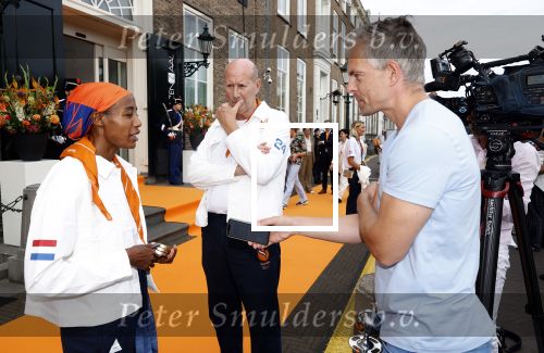 Den Haag 13 augustus 2024
De Olympische sporters die een medaille gehaald hebben worden ontvangen door premier Dick Schoof . Sifan hassan geinterviewd door Nick Dijkman