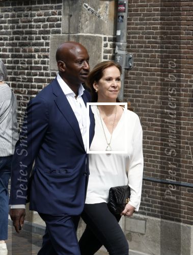 Amsterdam 7 augustus 2025
Herdenkingsdienst Derk Sauer in de westerkerk . Annemarie v Gaal met partner Rhandy MacNack