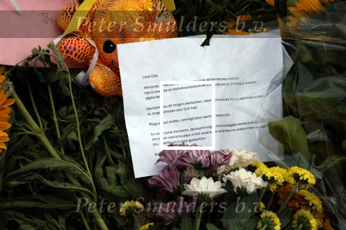Amsterdam 22 augustus 2025
Op de plek waar de 17 jarige Lisa uit Abcoude vermoord is worden door veel mensen bloemen en knuffelbeesten gelegd .