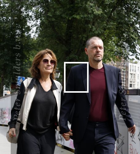 Amsterdam 7 augustus 2025
Herdenkingsdienst Derk Sauer in de westerkerk . Dione de Graaff met partner Nando Boers
