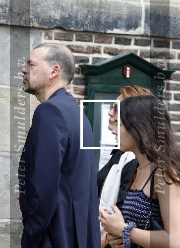 Amsterdam 7 augustus 2025
Herdenkingsdienst Derk Sauer in de westerkerk . Dione de Graaff met partner Nando Boers