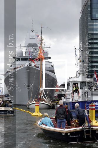 Amsterdam 22 augustus 2025
Prins Constantijn Prins Laurentien Prinses Eloise en Prins Claus Cazimir op de groene Draeck tijdens Sail Amsterdam 2025.