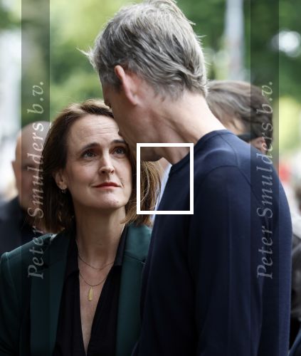 Amsterdam 7 augustus 2025
Herdenkingsdienst Derk Sauer in de westerkerk . Janine Abbring met partner Jeroen Wollaars