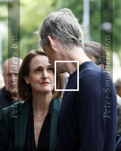 Amsterdam 7 augustus 2025
Herdenkingsdienst Derk Sauer in de westerkerk . Janine Abbring met partner Jeroen Wollaars