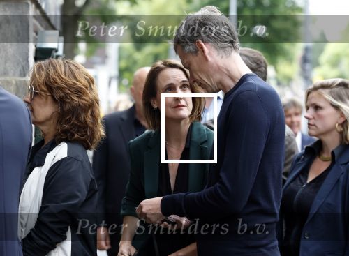 Amsterdam 7 augustus 2025
Herdenkingsdienst Derk Sauer in de westerkerk . Janine Abbring met partner Jeroen Wollaars