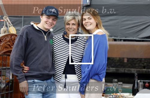 Amsterdam 22 augustus 2025
Prins Constantijn Prins Laurentien Prinses Eloise en Prins Claus Cazimir op de groene Draeck tijdens Sail Amsterdam 2025.
