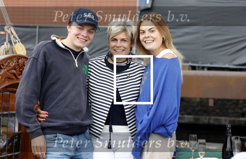 Amsterdam 22 augustus 2025
Prins Constantijn Prins Laurentien Prinses Eloise en Prins Claus Cazimir op de groene Draeck tijdens Sail Amsterdam 2025.