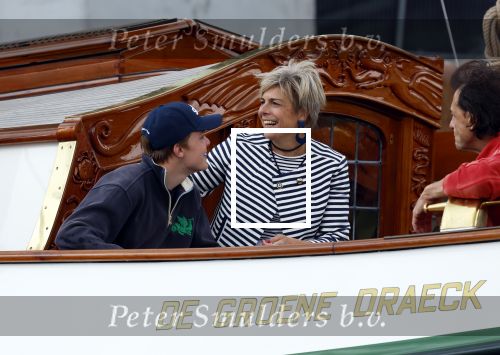 Amsterdam 22 augustus 2025
Prins Constantijn Prins Laurentien Prinses Eloise en Prins Claus Cazimir op de groene Draeck tijdens Sail Amsterdam 2025.