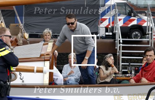 Amsterdam 22 augustus 2025
Prins Constantijn Prins Laurentien Prinses Eloise en Prins Claus Cazimir op de groene Draeck tijdens Sail Amsterdam 2025.