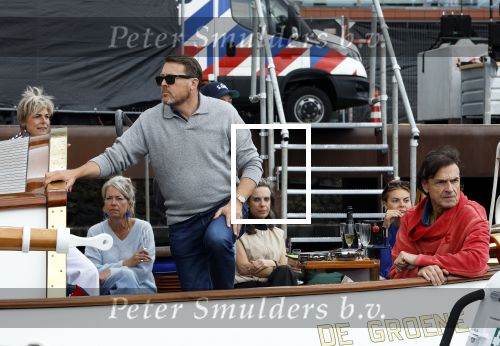 Amsterdam 22 augustus 2025
Prins Constantijn Prins Laurentien Prinses Eloise en Prins Claus Cazimir op de groene Draeck tijdens Sail Amsterdam 2025.