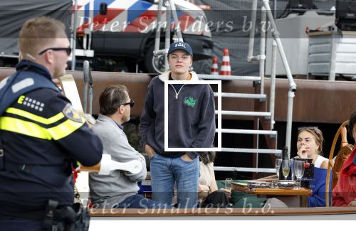Amsterdam 22 augustus 2025
Prins Constantijn Prins Laurentien Prinses Eloise en Prins Claus Cazimir op de groene Draeck tijdens Sail Amsterdam 2025.