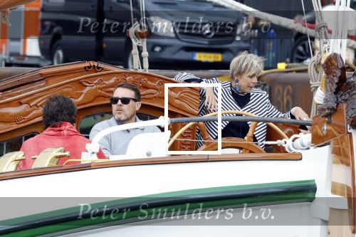 Amsterdam 22 augustus 2025
Prins Constantijn Prins Laurentien Prinses Eloise en Prins Claus Cazimir op de groene Draeck tijdens Sail Amsterdam 2025.