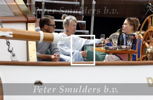 Amsterdam 22 augustus 2025
Prins Constantijn Prins Laurentien Prinses Eloise en Prins Claus Cazimir op de groene Draeck tijdens Sail Amsterdam 2025.