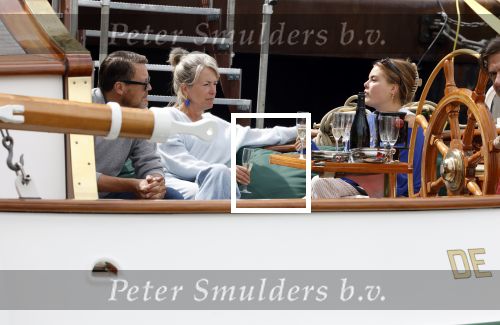 Amsterdam 22 augustus 2025
Prins Constantijn Prins Laurentien Prinses Eloise en Prins Claus Cazimir op de groene Draeck tijdens Sail Amsterdam 2025.