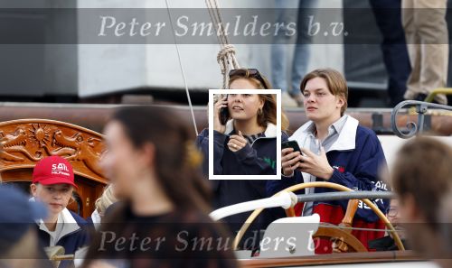 Amsterdam 21 augustus 2025
Prinses Beatrix op de groene Draeck tijdens de tweede dag van Sail . Aanwezig Prins Constantijn Prinses Laurentien Prinses Eloise en Prins Claus Cazimir